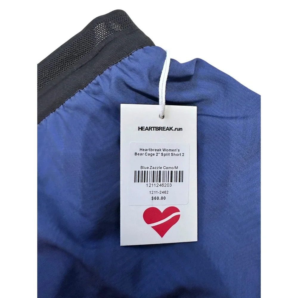 Heartbreak Run Women's Bear Cage 2‎ Split Shorts Blue Zazzle Camo Medium NEW